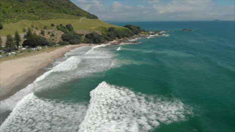 aerial: surf, mount maunganui, new zealand