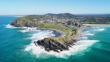 lowering aerial shot of crescent head