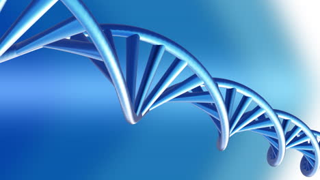 animation of dna strand spinning over blue background