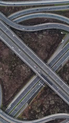 top up aerial drone view of elevated road and traffic junctions