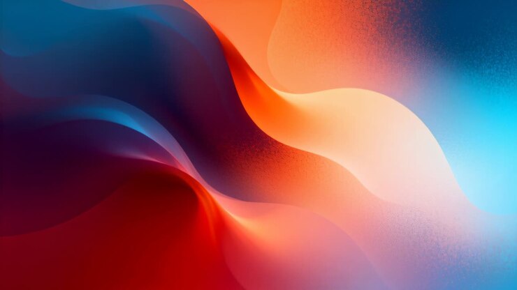 Starting playback S-shaped waves shifting and smoothing on gradient backdrop revealing color shift