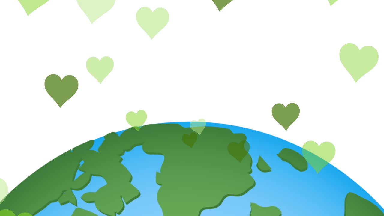 ⁇ 색 배경 에 있는 심장 과 지구 의 애니메이션