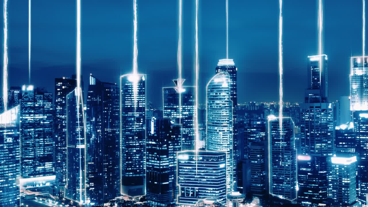 스마트시티와 세계화 추상화 그래픽 연결 네트워크