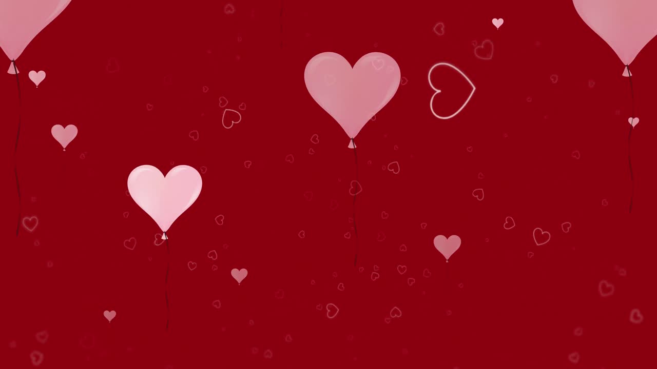 Animazione di cuori che fluttuano su sfondo rosso