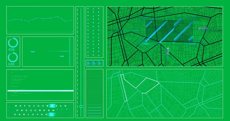 Animation of data processing over transparent background