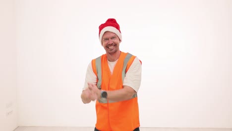 festive construction worker celebrating