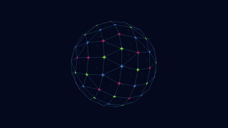 abstract 3d rendering of sphere with grid pattern and scattered dots