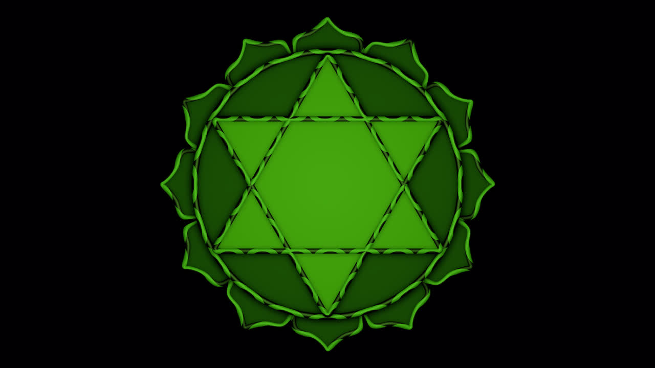 Glowing high-quality animated Heart Chakra with alpha channel. Ideal for love, healing, and balance visuals.