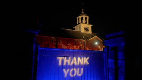 thank you nhs illuminated blue light sign in england covid-19