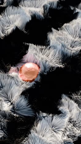 abstract fur texture with copper sphere