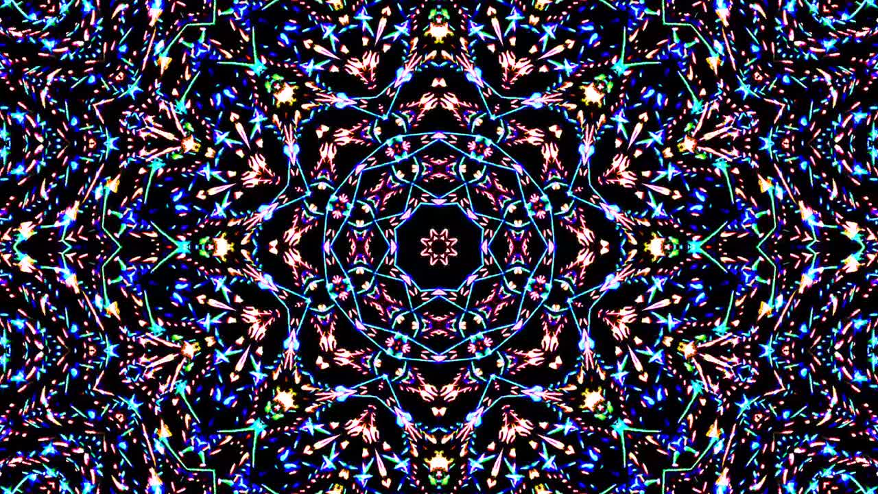 patrón de kaleidoscopio abstracto con colores completos. mandala mágica. 4k