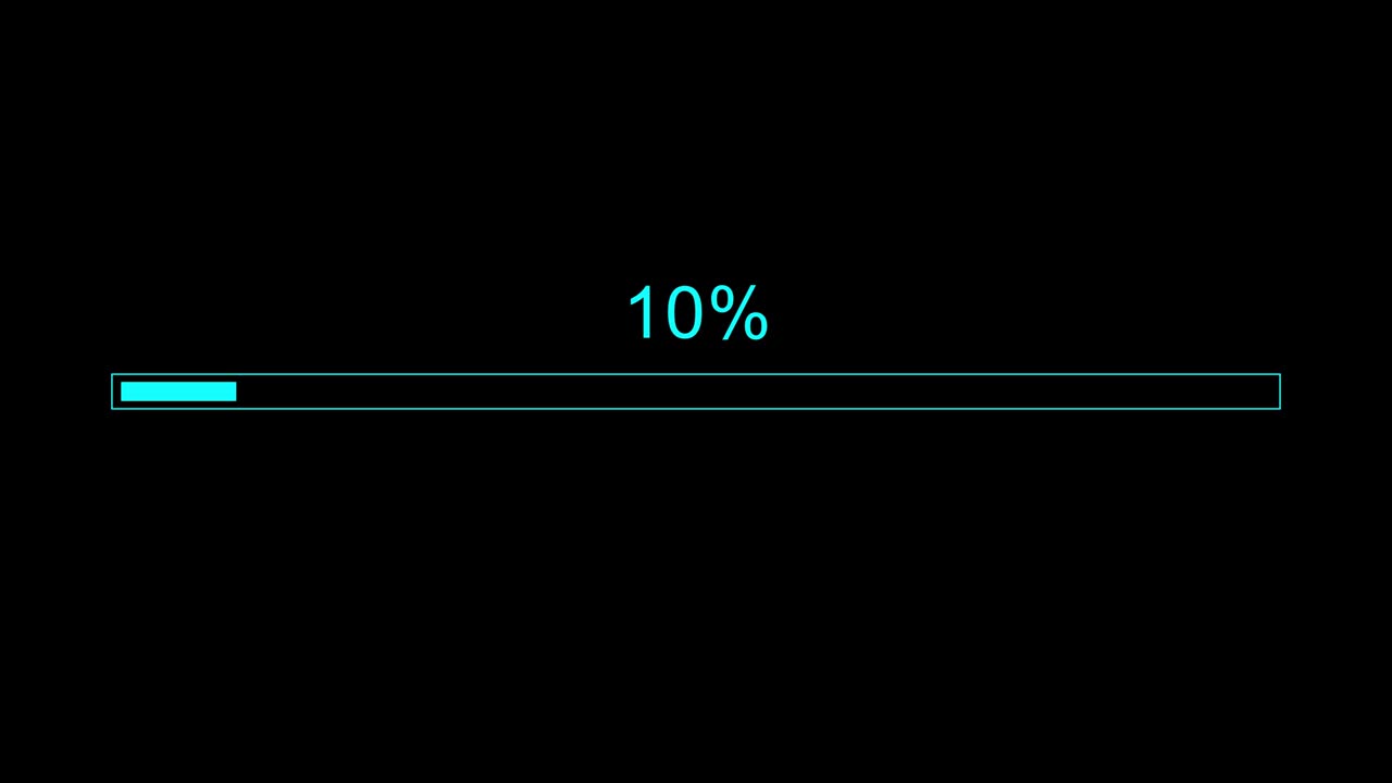 2D animation of Loading bar on the black background. 4K 60FPS.