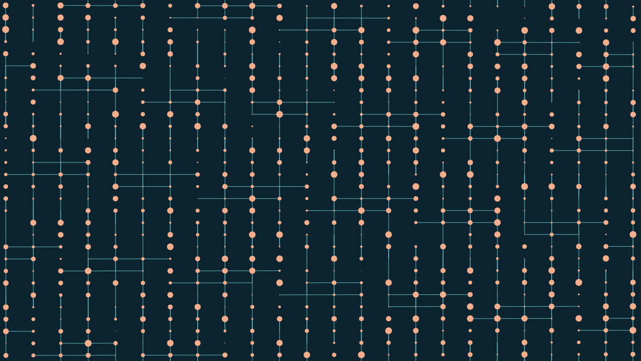 디지털 화면에 연결된 선을 가진 네온 무작위 점들