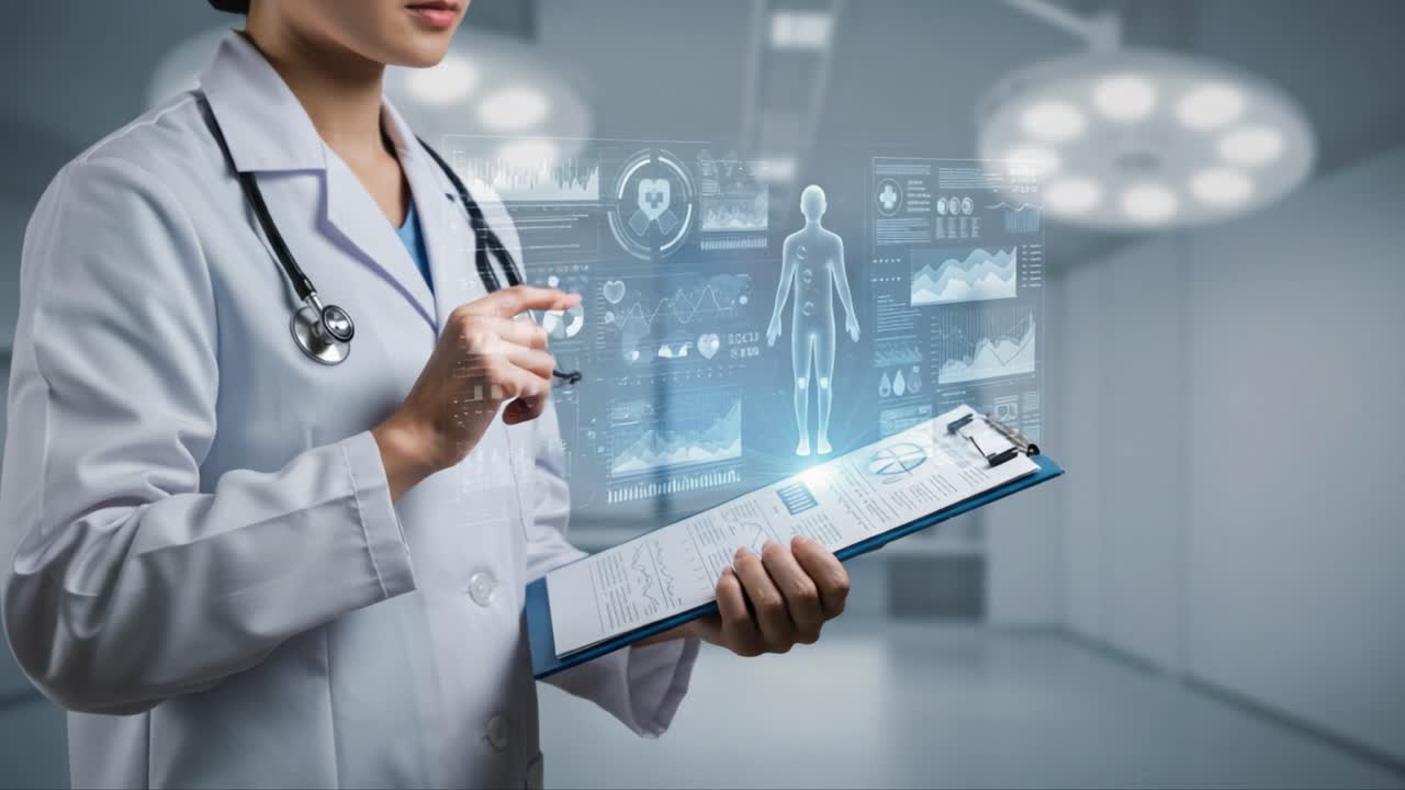 A Medical Professional Engaged in Advanced Health Data Analysis, Utilizing Innovative Technology to Enhance Patient Care and Decision Making in a Modern Clinical Environment