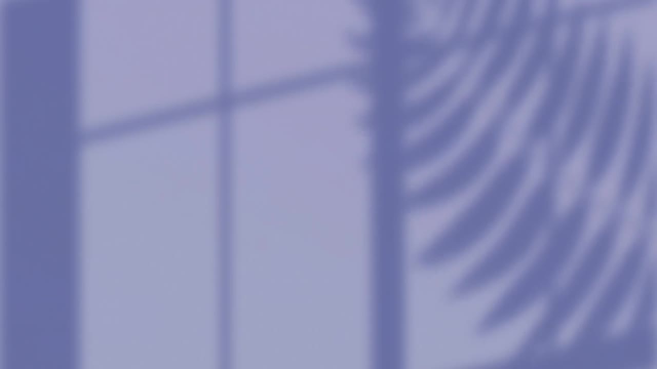 Animation of leaf pattern with copy space on purple background
