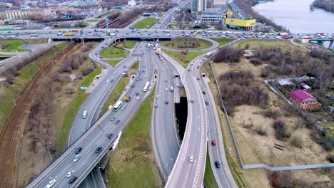 Aerial-view-of-a-freeway-intersection