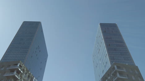 modern skyscrapers against blue sky