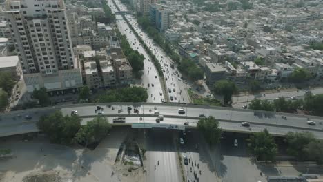 Aerial-Overhead-View-Of-Shahrah-e-Faisal-Road-Flyover-In-Karachi