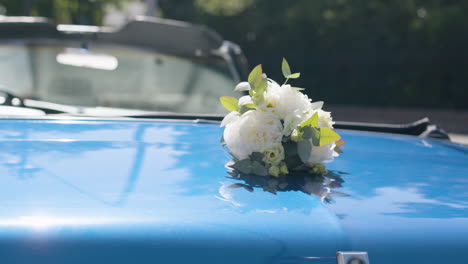 close up view of blue car