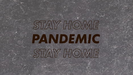 animation of stay at home text on gray background