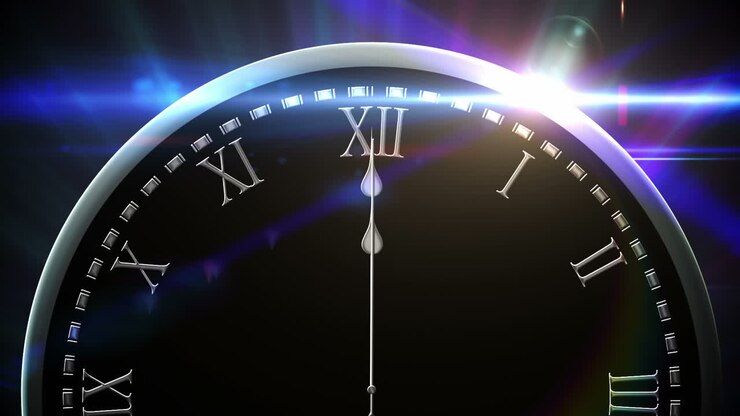 Countdown to midnight with exploding fireworks