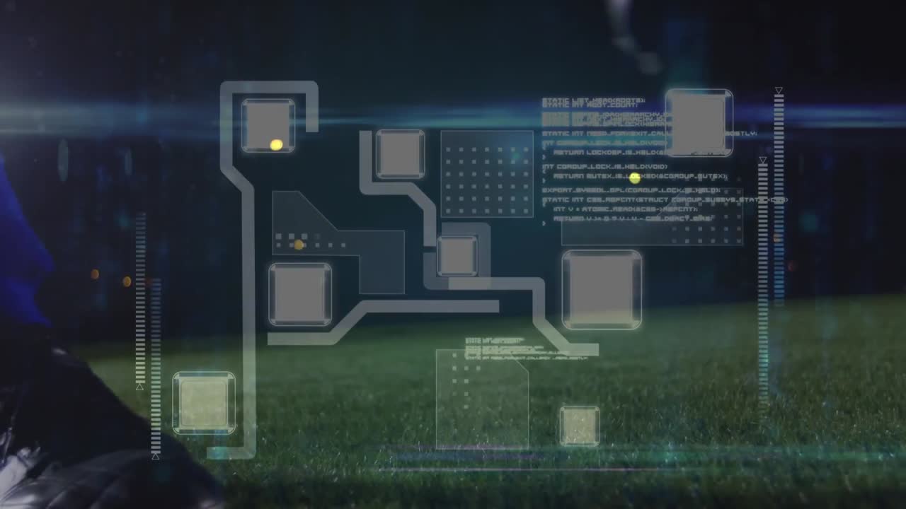 animación del procesamiento de datos sobre el jugador de fútbol