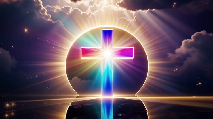 Christian Cross Heavenly Light Worship Background
