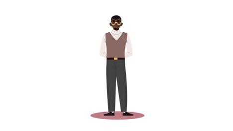 afro business man worker character animation