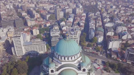 slow revealing 4k aerial shot of orthodox saint sava temple, belgrade