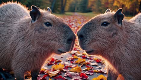 capybaras in autumn