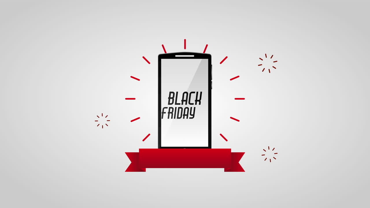 스마트 폰과 함께 블랙 프라이데이 거래 라벨