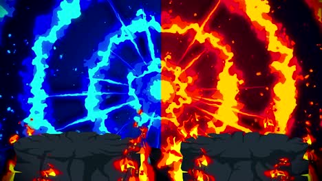 cartoon fire animation. flame loop background. competition. battle game.