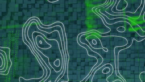 digital animation of topography patterns and data processing against textured blue background