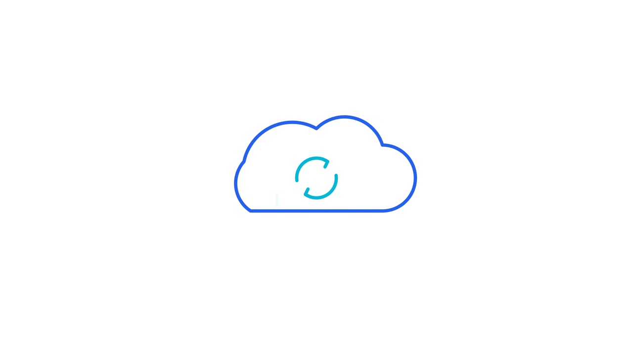 Animated Line Drawing of a Cloud Icon with Loading Symbol