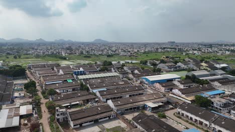 aerial view of industrial area and cityscape