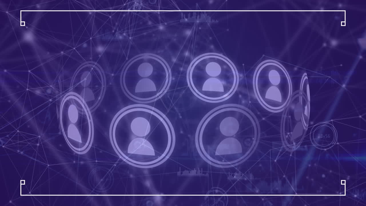 animación del procesamiento de datos sobre un fondo azul