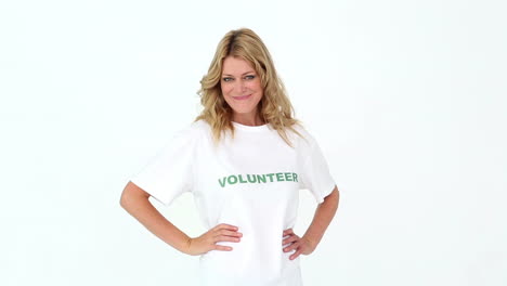 pretty volunteer making ok sign to camera