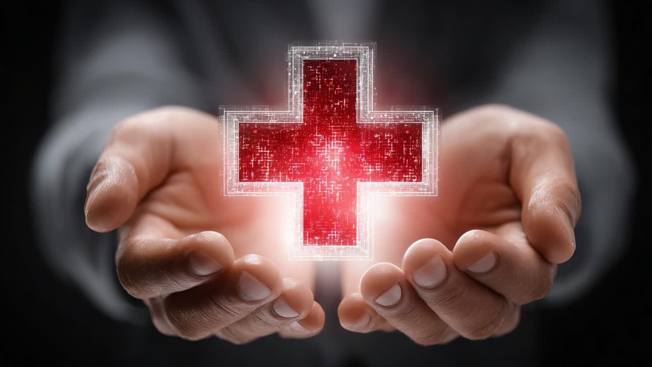 Mani Compassionevoli: Un Simbolo di Guarigione e Speranza, Rappresentante il Ruolo Vitale dell'Assistenza Sanitaria nel Promuovere il Benessere e il Supporto della Comunità.