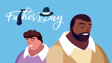 happy fathers day lettering with interracial dads