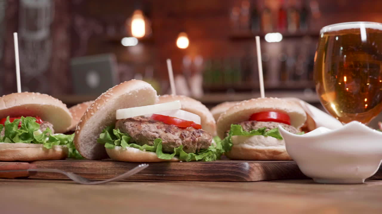 Delicious Burgers in a Restaurant