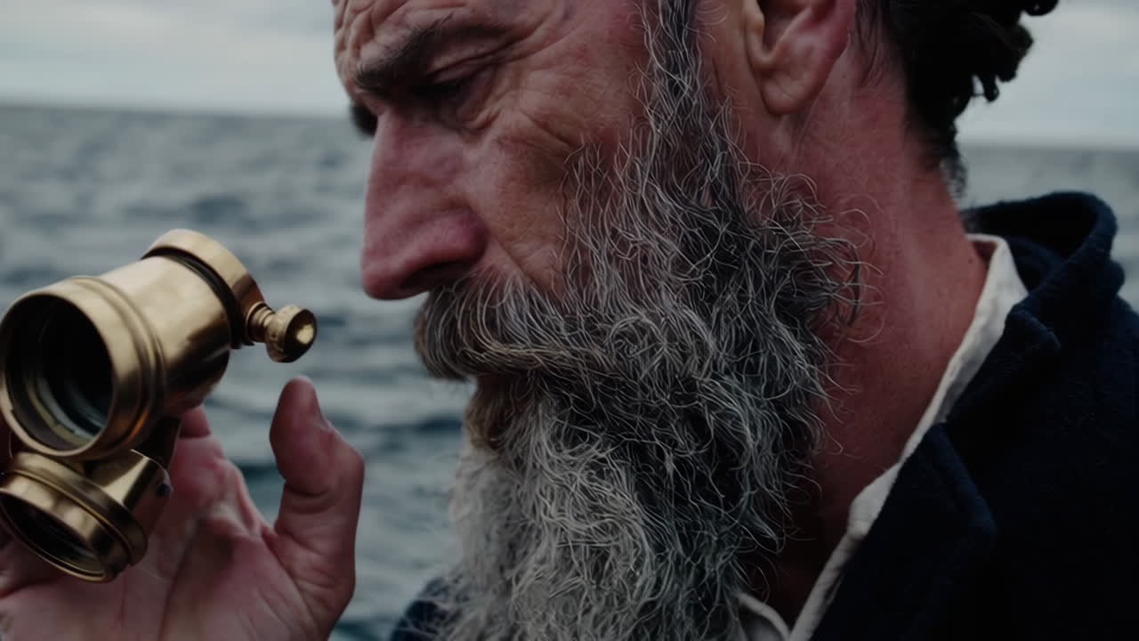 Elderly Sea Captain Observing the Horizon