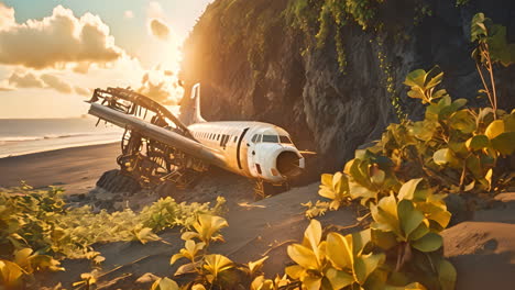 airplane on sandy beach