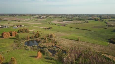 aerial: beautiful autumn landscape of plains in countryside