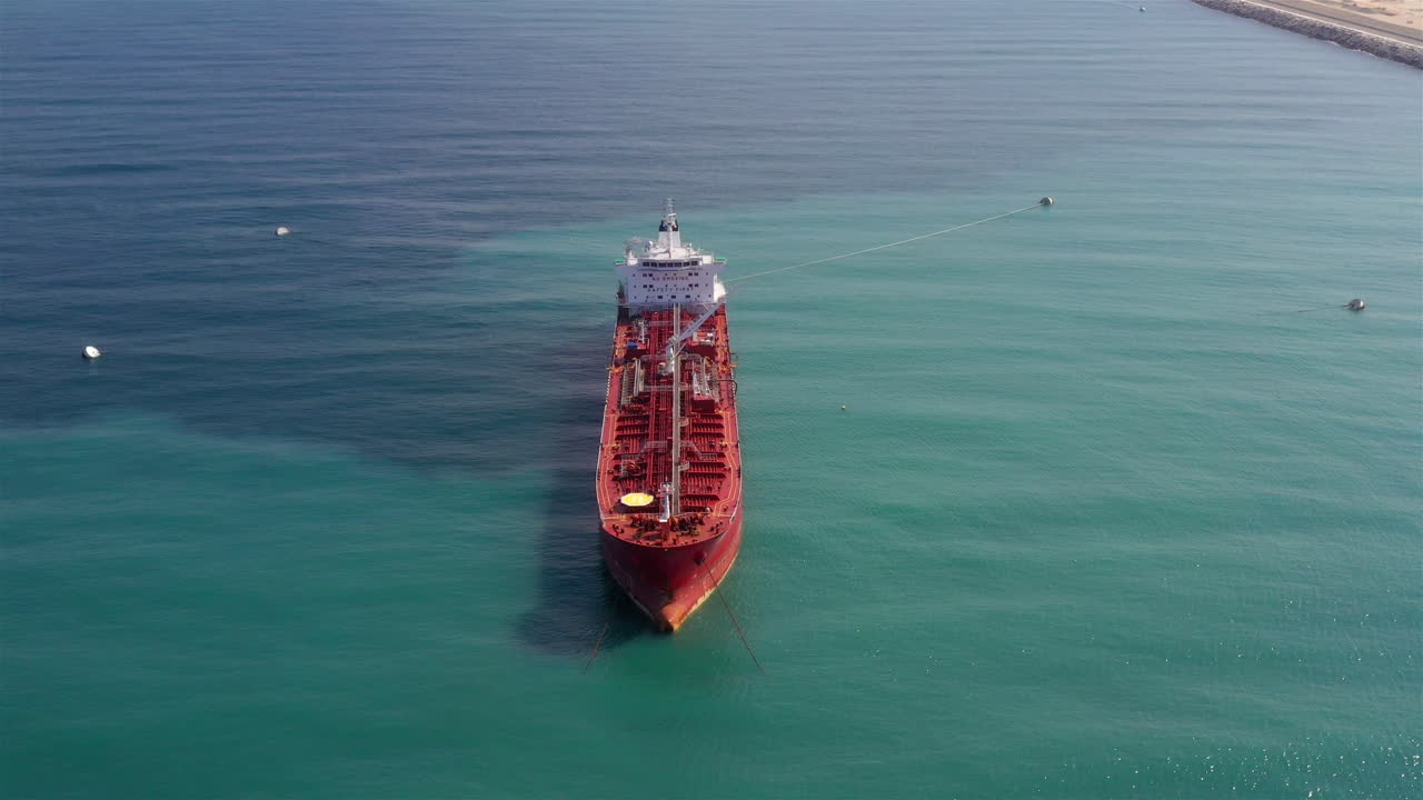 Oil spills out of a ship to Mediterranean Sea- Aerial View