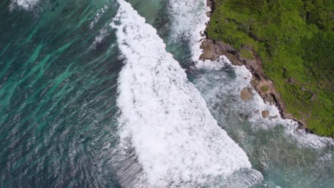 top down of tropical paradise sumba island with small waves, aerial