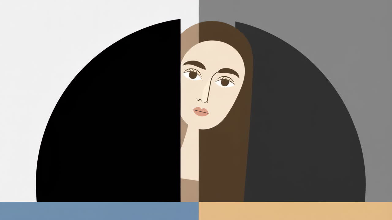 Animated Illustration of a Woman's Face Emerging from Shadow