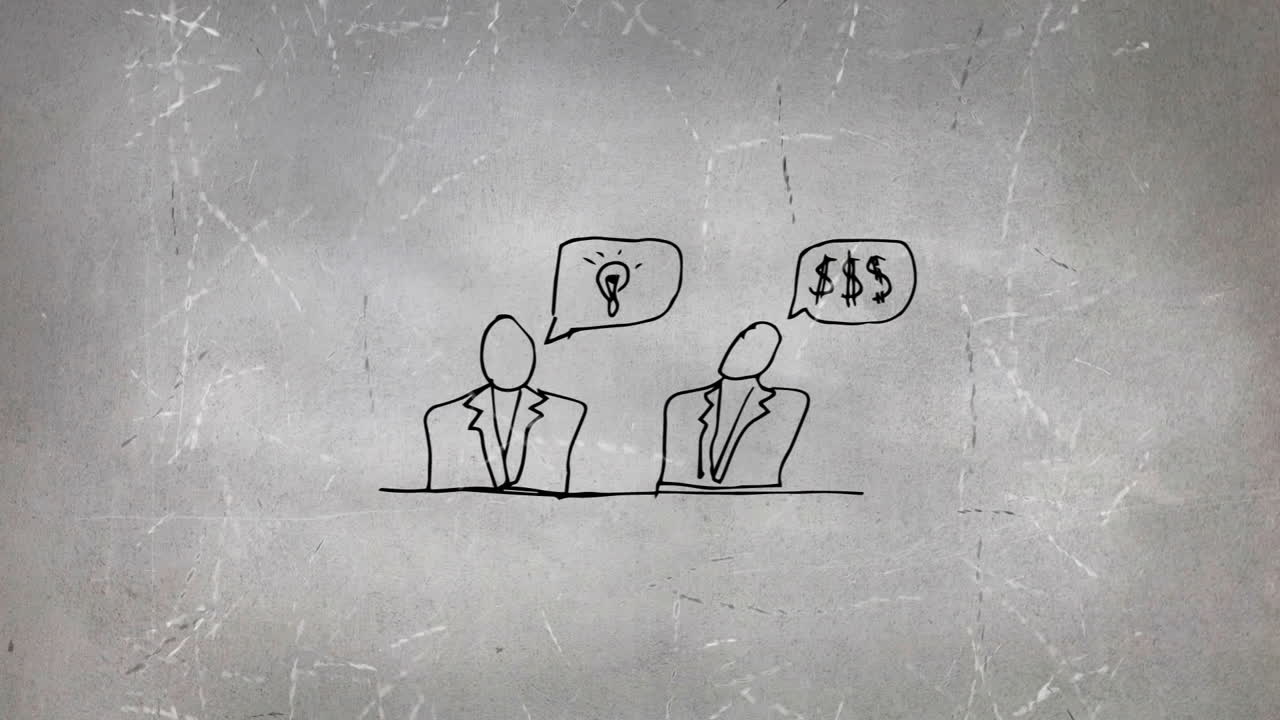 Sketch of two people talking