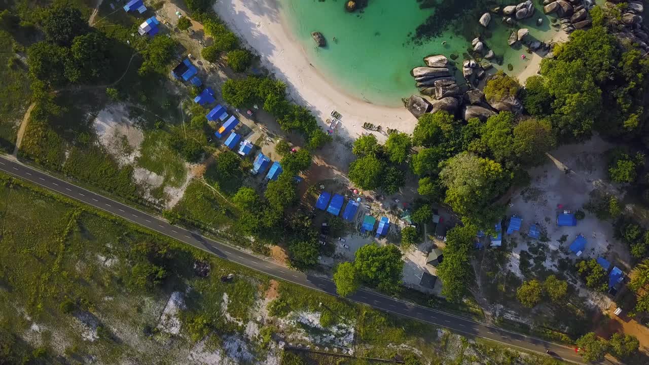 Aerial Drone Tanjung Tinggi and Kelayang Beach Belitung Island