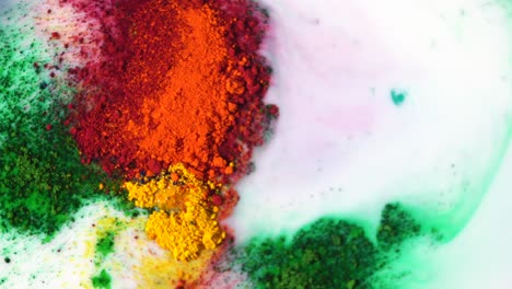 colorful powder dye mixing in milk