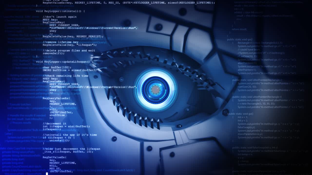 Futuristic ai powered robotic eye glowing high tech digital art scifi environment intricate advanced